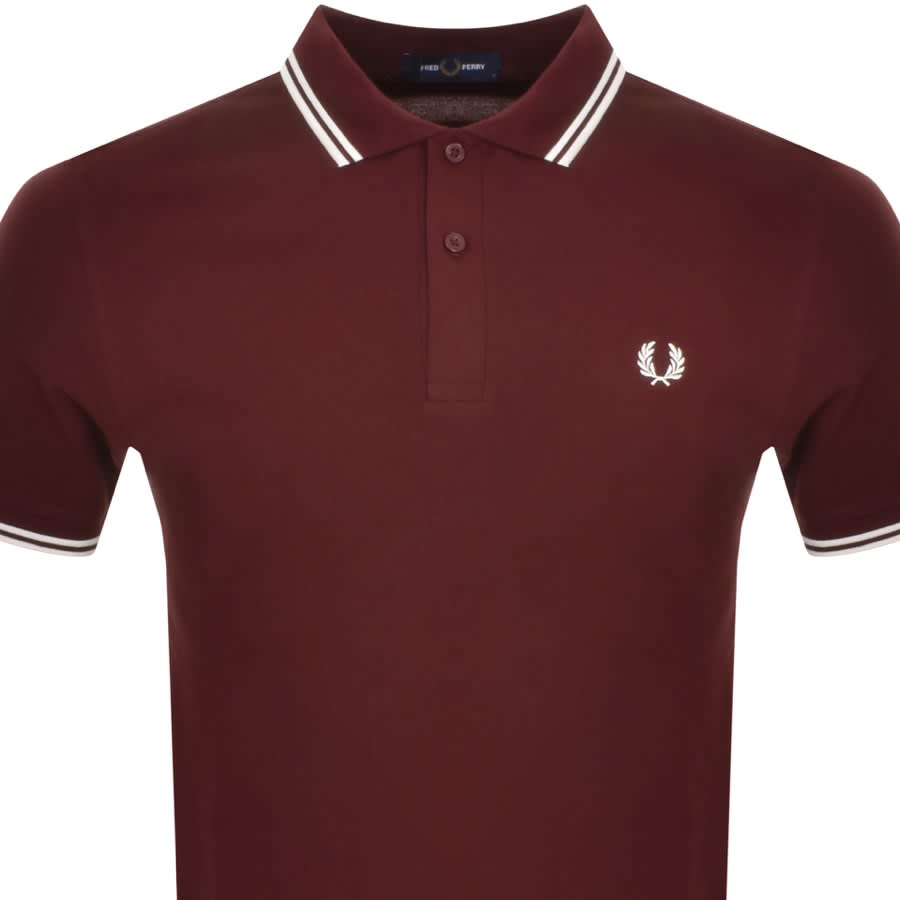 Fred Perry Twin Tipped Polo T Shirt Burgundy Mainline Menswear Denmark